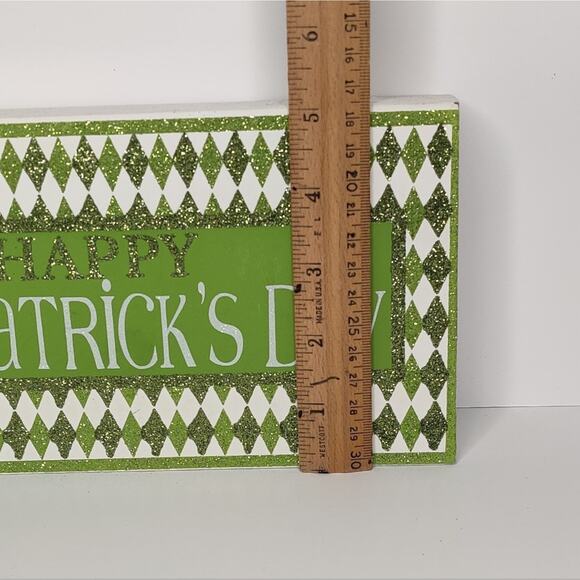 Collections‎ Green Glitter Happy St. Patrick's Day Wooden Tabletop Decor Sign - Picture 8 of 12